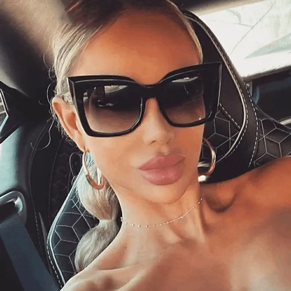 Female Stylish Plastic Irregular Black Purple Sunglasses